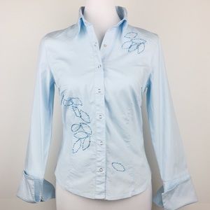 Rampage Blue Beaded Button Down Shirt